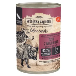 Zestaw 12 x Wiejska Zagroda Leśne Smaki Dzik z wołowiną, mokra karma dla psa, 400 g