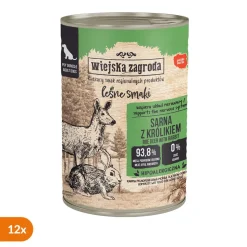 Zestaw 12 x Wiejska Zagroda Leśne Smaki, Sarna z królikiem, mokra karma dla psa, 400 g