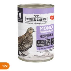 Zestaw 12 x Wiejska Zagroda Monoproteinowa Przepiórka, mokra karma dla kota, 400 g