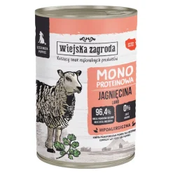 Zestaw 12 x Wiejska Zagroda Monoproteinowa Jagnięcina, mokra karma dla szczeniąt, 400 g