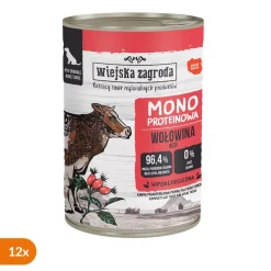 Zestaw 12 x Wiejska Zagroda Wołowina, mokra karma dla psa, 400 g